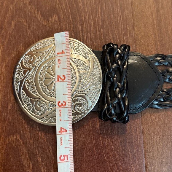 Lane Bryant Braided Genuine Bonded  Leather Silver Metal Belt Size 26/28 or 4X - Picture 6 of 10
